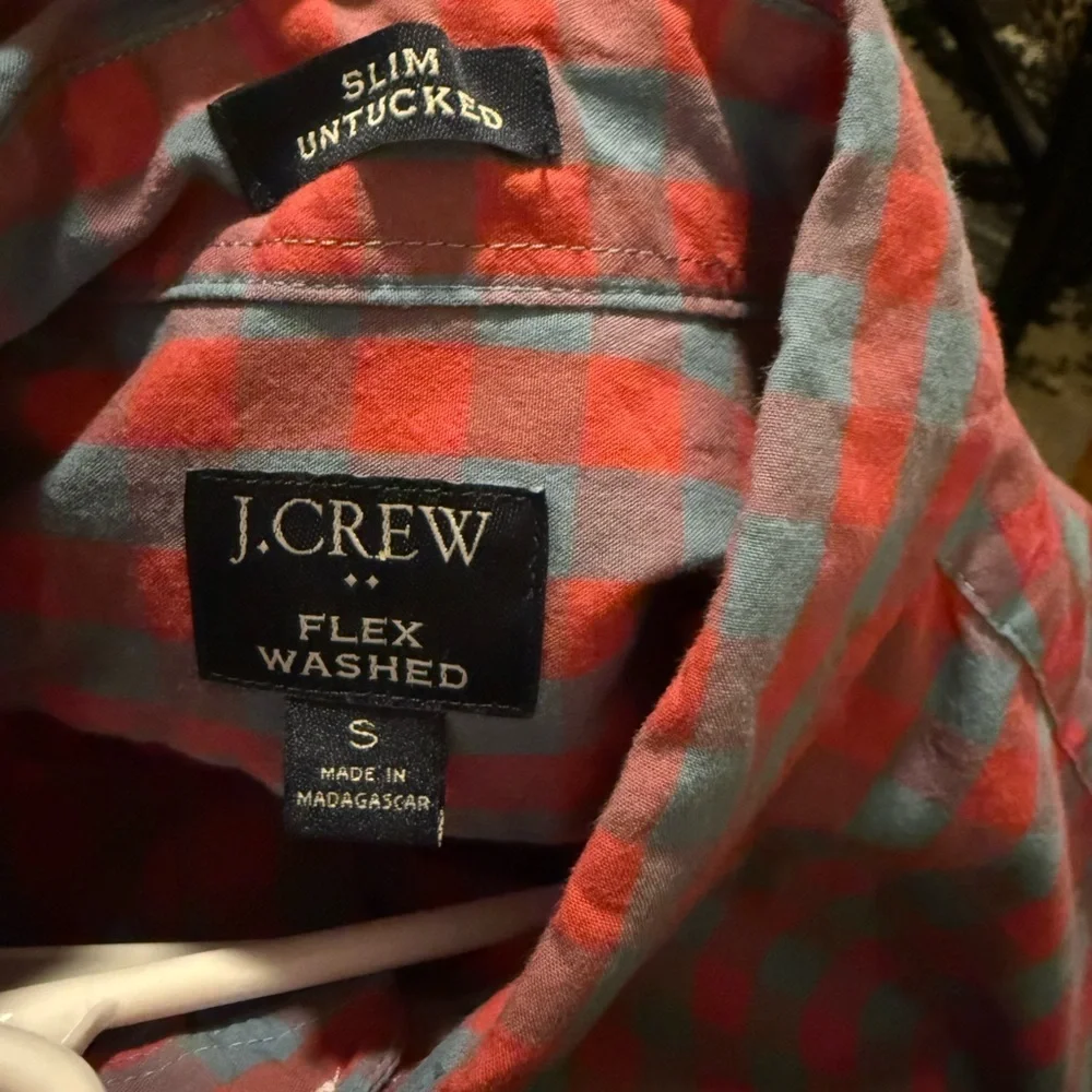 J. Crew Red and Blue Casual Button Down Shirt